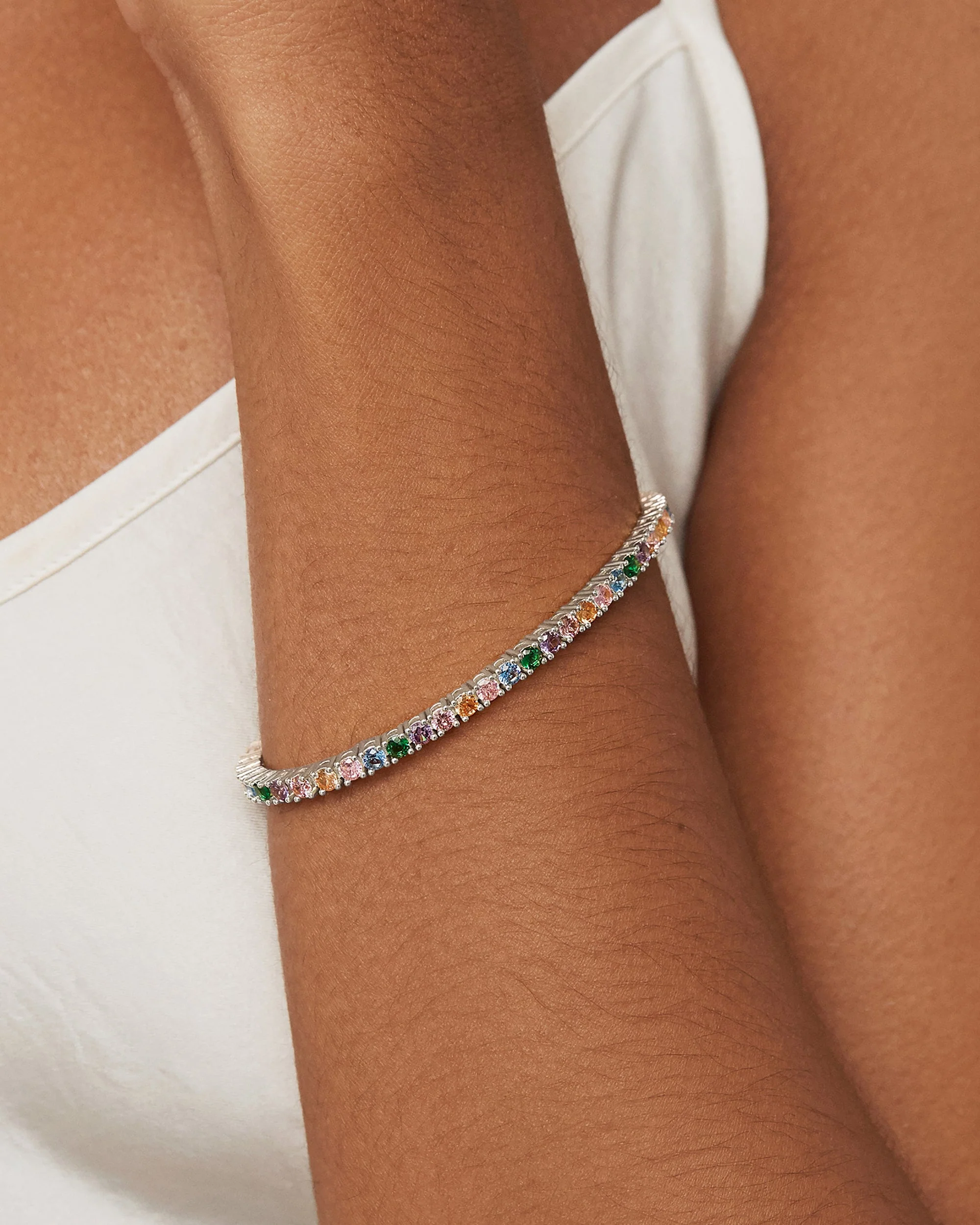 Medium Colored Cubic Zirconia Tennis Bracelet - Image 5
