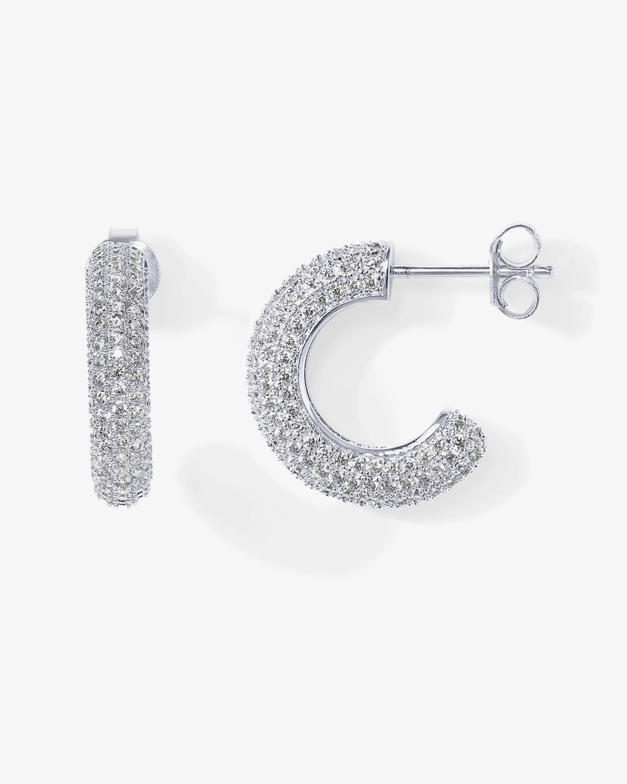 Cubic Zirconia Chunky Hoop Earrings - Image 8