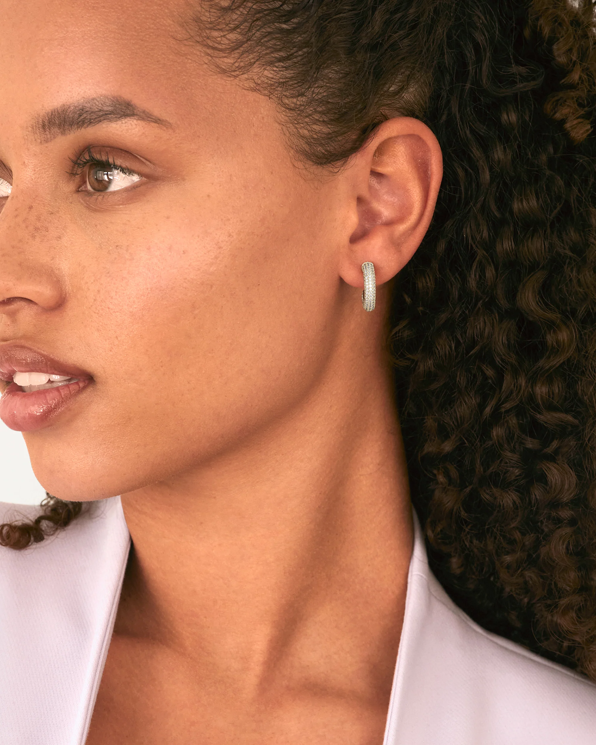Cubic Zirconia Chunky Hoop Earrings - Image 9