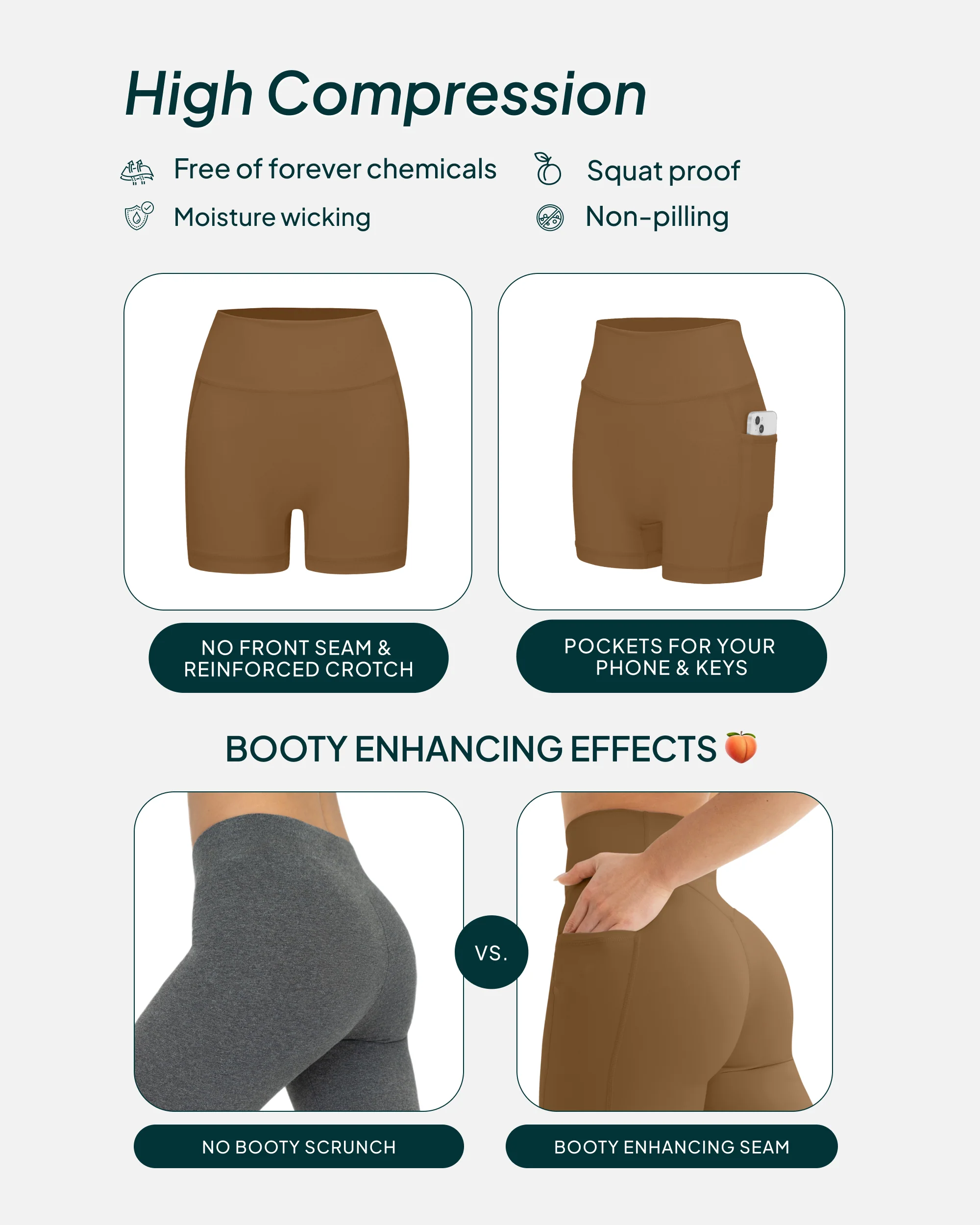 High-Waisted Butt Lifting 4" Biker Shorts with Pockets - Image 4