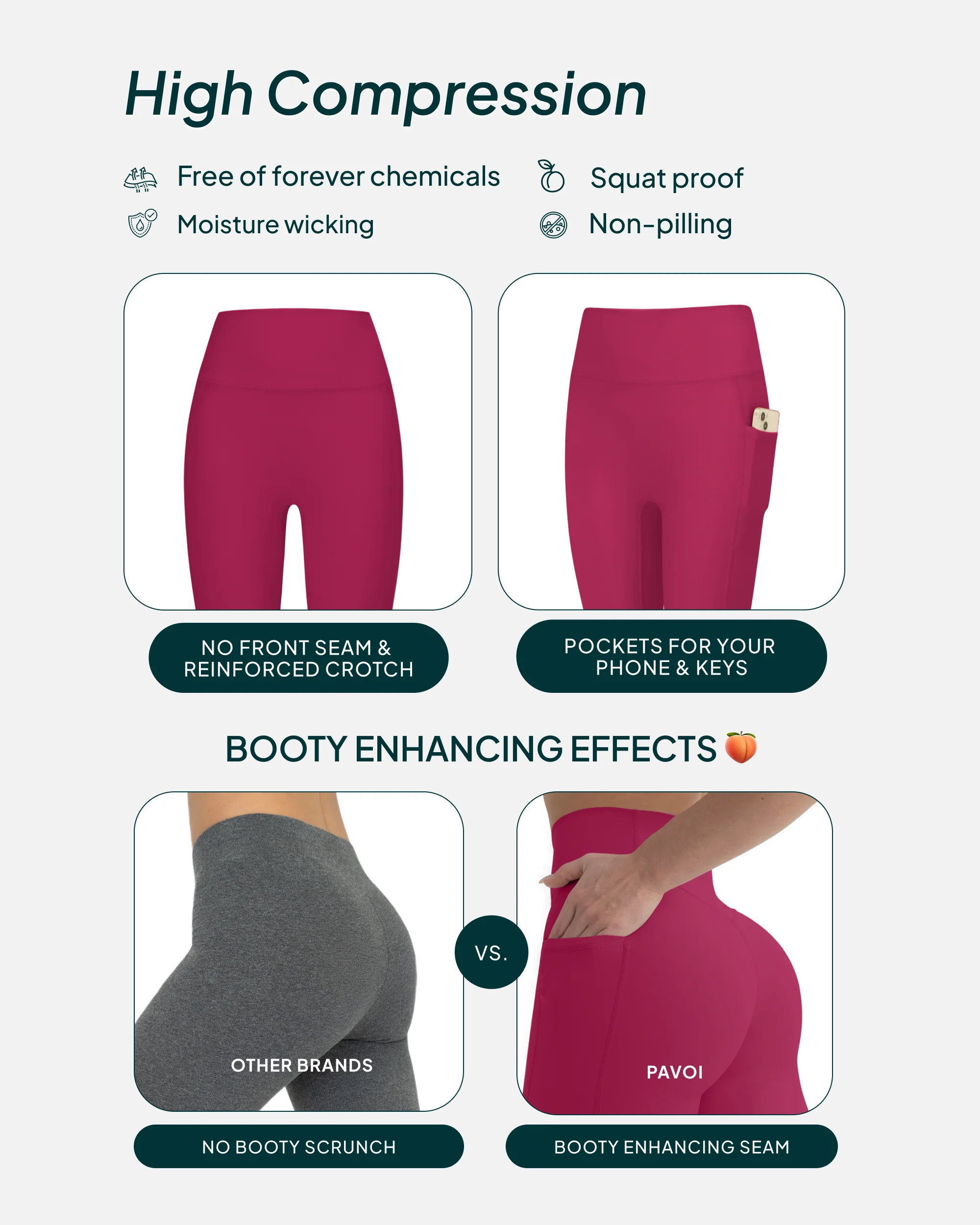 High-Waisted Butt Lifting Full-Length Leggings with Pockets - Image 4