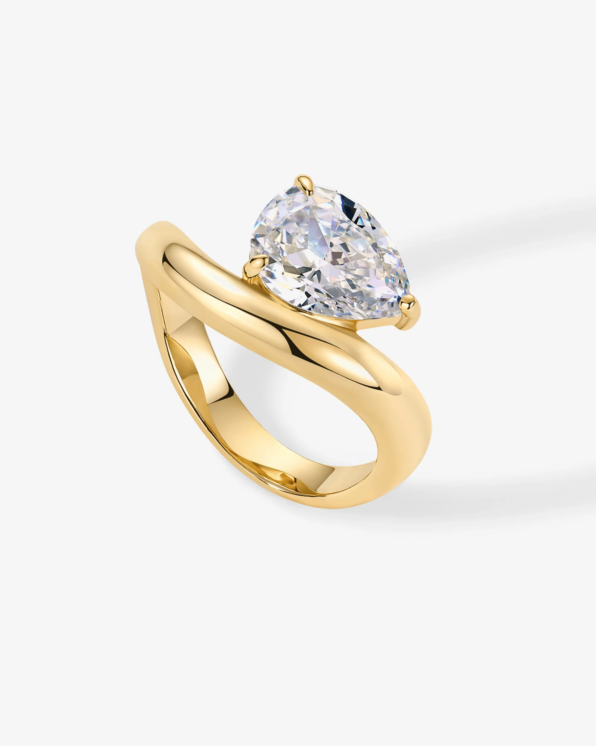Pear Cubic Zirconia Wavy Ring - Image 3