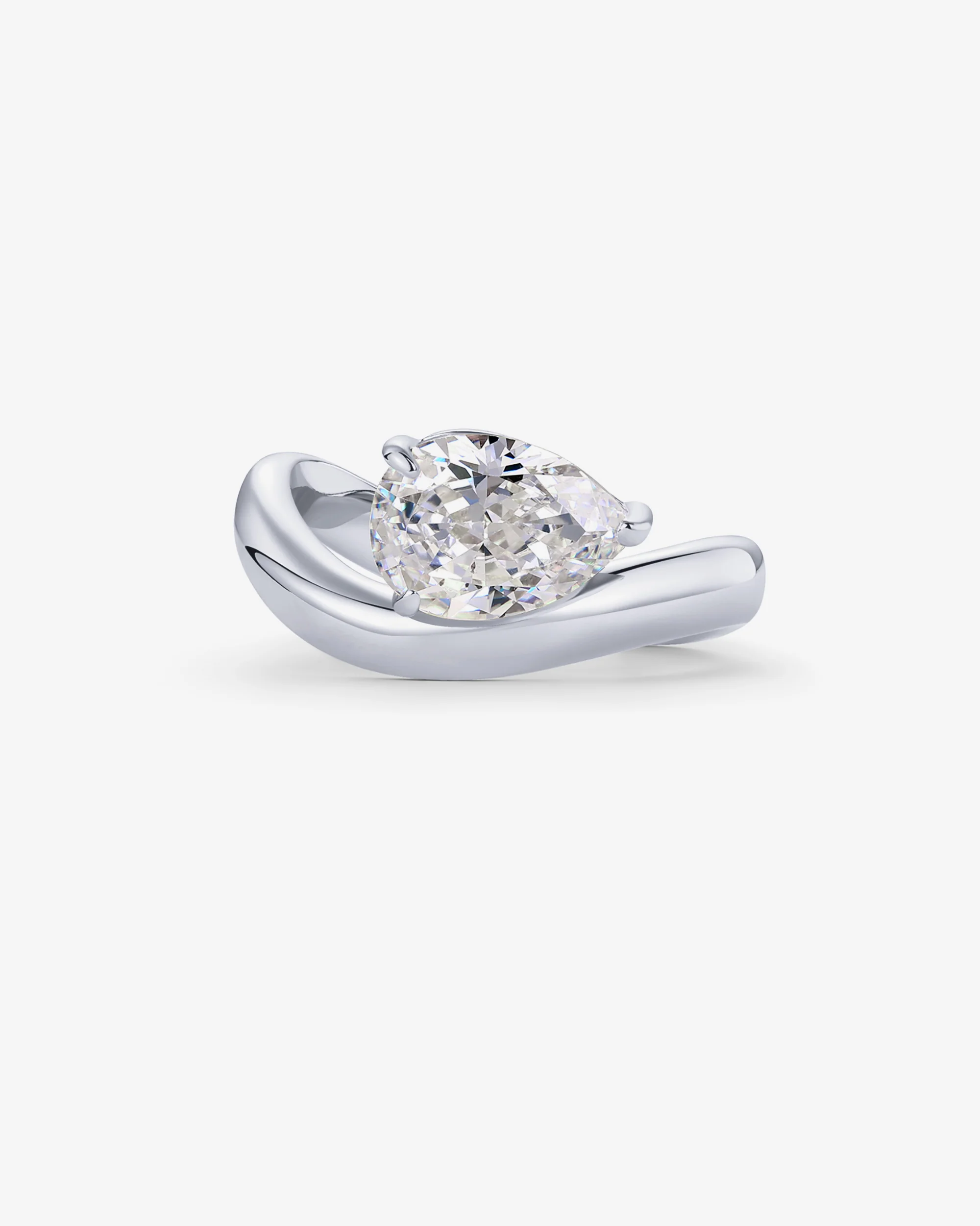 Pear Cubic Zirconia Wavy Ring - Image 5