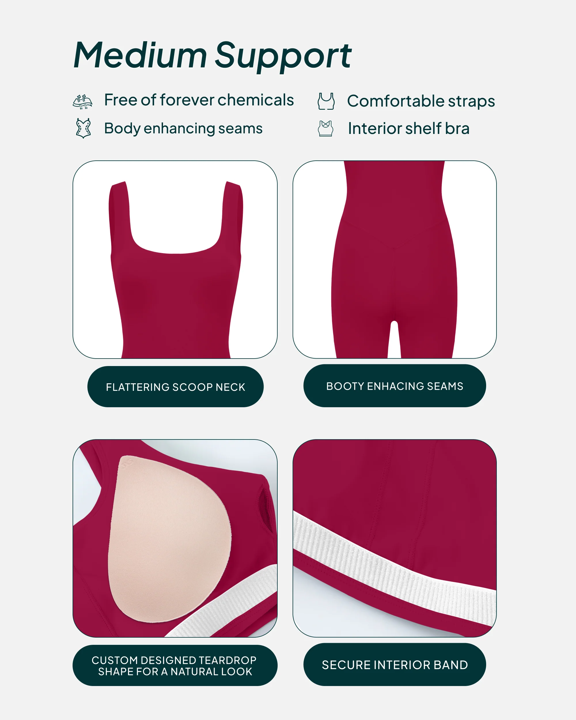 Square Neck 5" One Piece Workout Romper - Image 4
