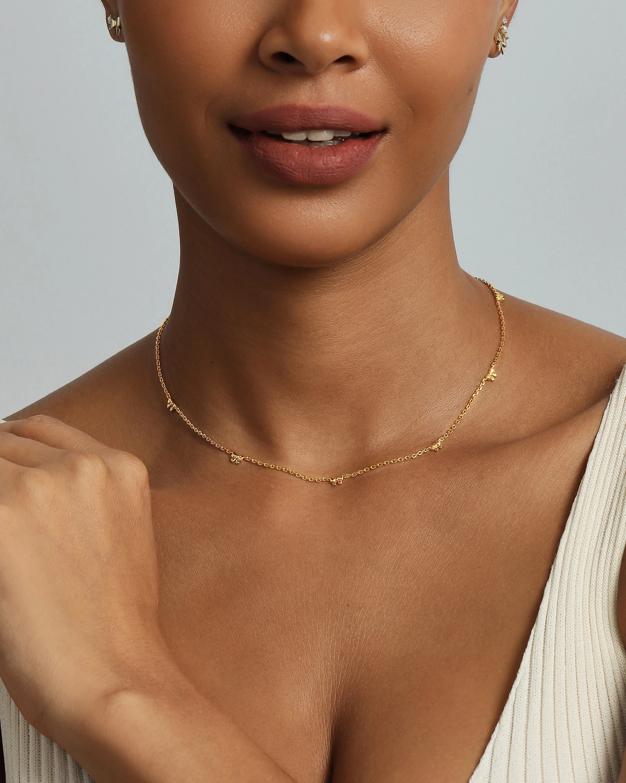 Tiny Bow Station Necklace - Image 6